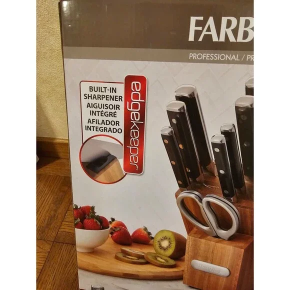 Farberware 10 piece knife set built in sharpener